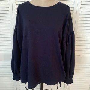 💗 Navy Sweatshirt top w/ Bubble Sleeve